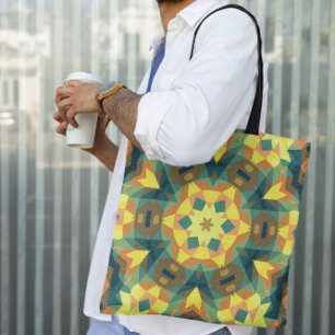 Retro Mandala Blume Gelb Grün und Orange
