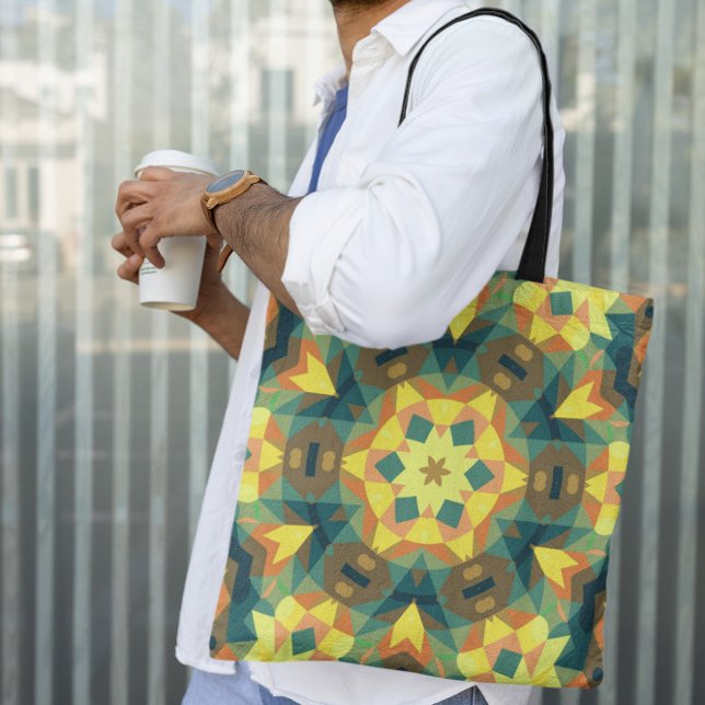 Retro Mandala Blume Gelb Grün und Orange (Von Creator hochgeladen)