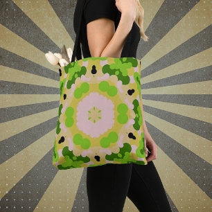 Retro Mandala Blume Gelb Grün und Weiß