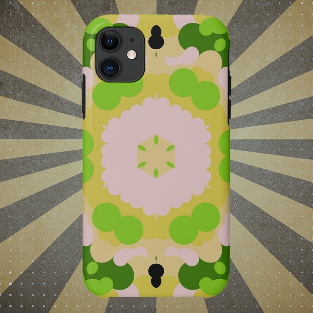 Retro Mandala Blume Gelb Grün und Weiß Case-Mate iPhone Hülle (Von Creator hochgeladen)