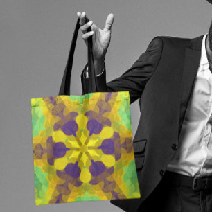 Retro-Mandala-Blume Gelb Lila und Grün