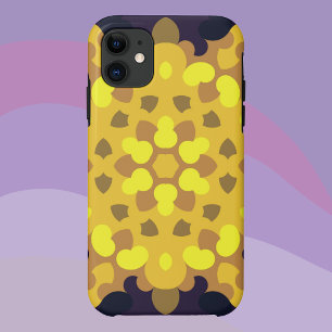 Retro Mandala Blume Gelb Lila und grün Case-Mate iPhone Hülle