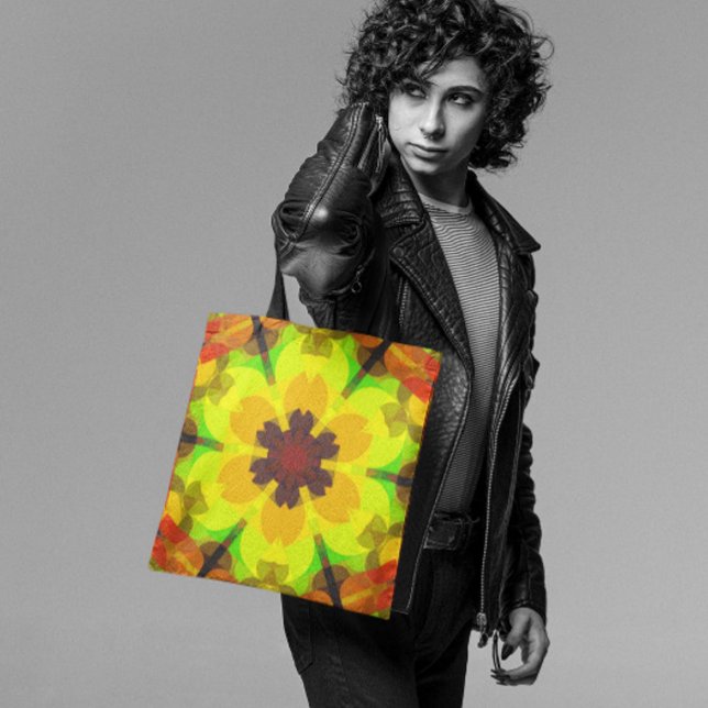 Retro Mandala Blume Gelb Orange und Grün (Von Creator hochgeladen)