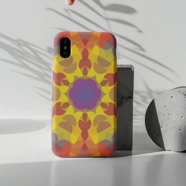 Retro Mandala Blume Gelb Orange und Lila Case-Mate iPhone Hülle (Von Creator hochgeladen)