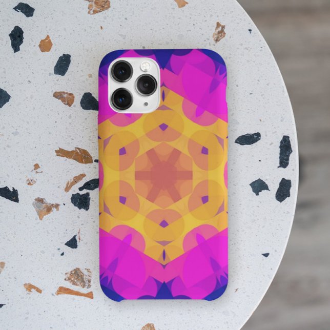 Retro Mandala Blume Gelb Rosa und Blau Case-Mate iPhone Hülle (Von Creator hochgeladen)