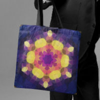 Retro Mandala Blume Gelb Rosa und Lila