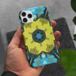 Retro Mandala Blume Gelb und Blau Case-Mate iPhone Hülle