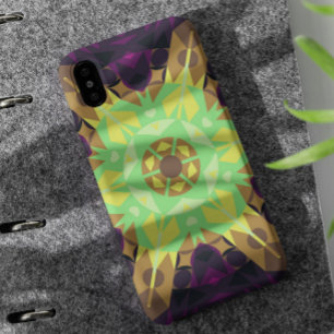 Retro Mandala Blume Gelb und Lila Case-Mate iPhone Hülle