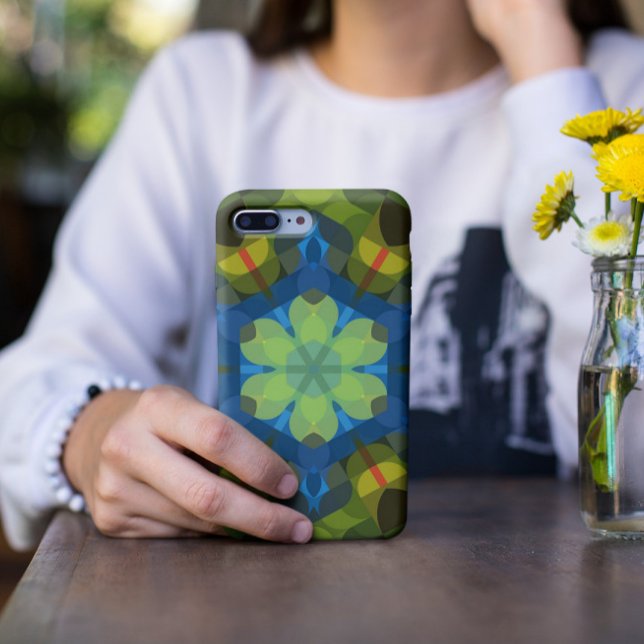 Retro Mandala Blume Green Blue und Orange Case-Mate iPhone Hülle (Von Creator hochgeladen)