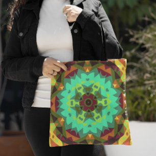 Retro Mandala Blume Green Lila und Orange