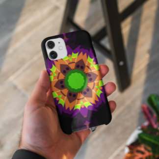 Retro Mandala Blume Green Orange und Lila Case-Mate iPhone Hülle