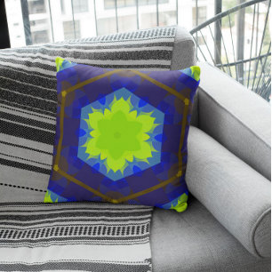 Retro Mandala Blume Green und Blue Tote Bag Kissen