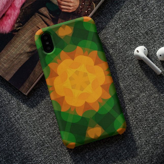 Retro Mandala Blume Green und Orange Case-Mate iPhone Hülle (Von Creator hochgeladen)