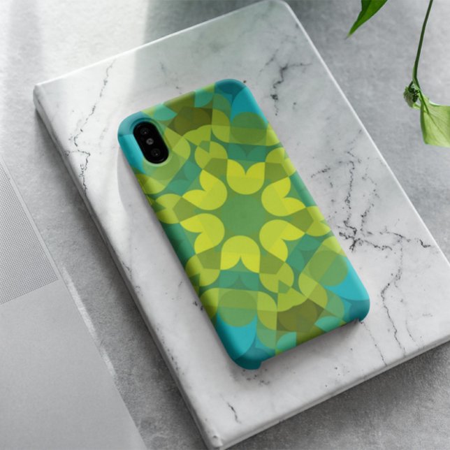 Retro Mandala Blume Grün Gelb und Blau Case-Mate iPhone Hülle (Von Creator hochgeladen)