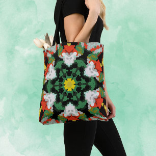 Retro Mandala Blume Grün Orange und Gelb