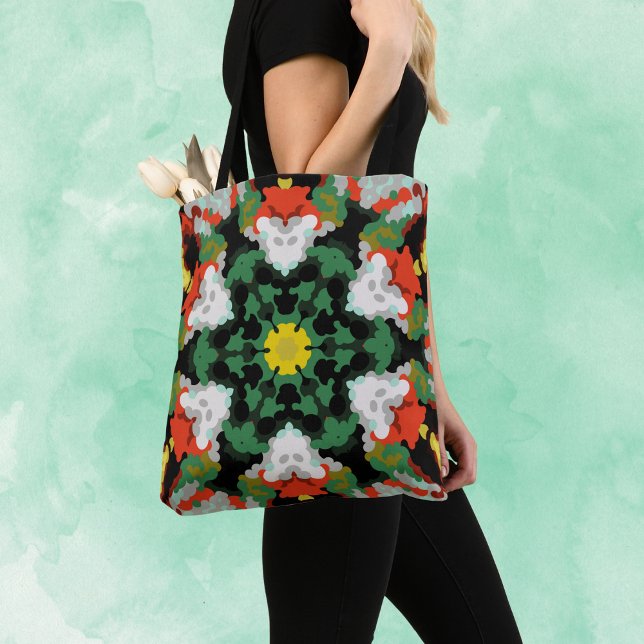 Retro Mandala Blume Grün Orange und Gelb (Von Creator hochgeladen)