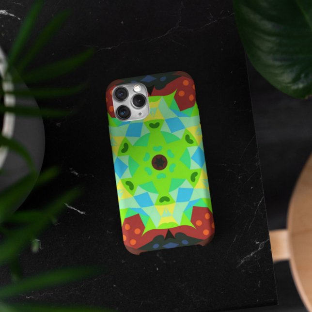 Retro Mandala Blume grün rot und blau Case-Mate iPhone Hülle (Von Creator hochgeladen)