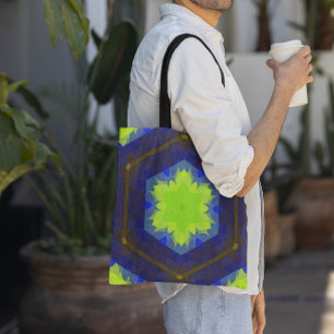 Retro Mandala Blume grün und blau