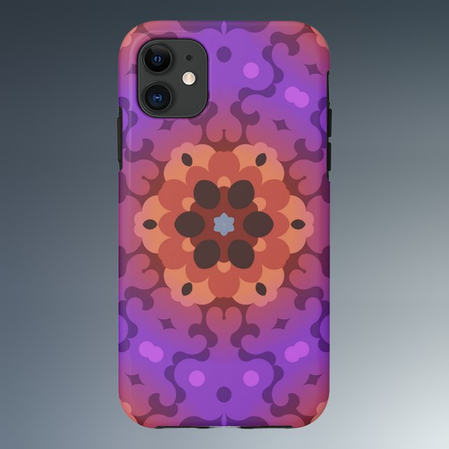 Retro Mandala Blume Lila und rot Case-Mate iPhone Hülle (Von Creator hochgeladen)
