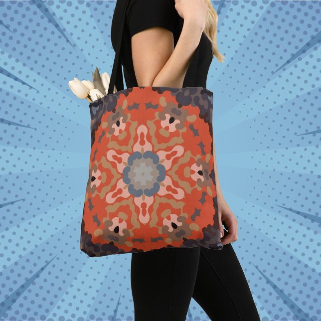 Retro Mandala Blume Orange Blue und Tan (Von Creator hochgeladen)