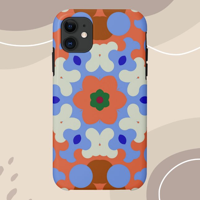 Retro Mandala Blume Orange Blue und Yellow Case-Mate iPhone Hülle (Von Creator hochgeladen)