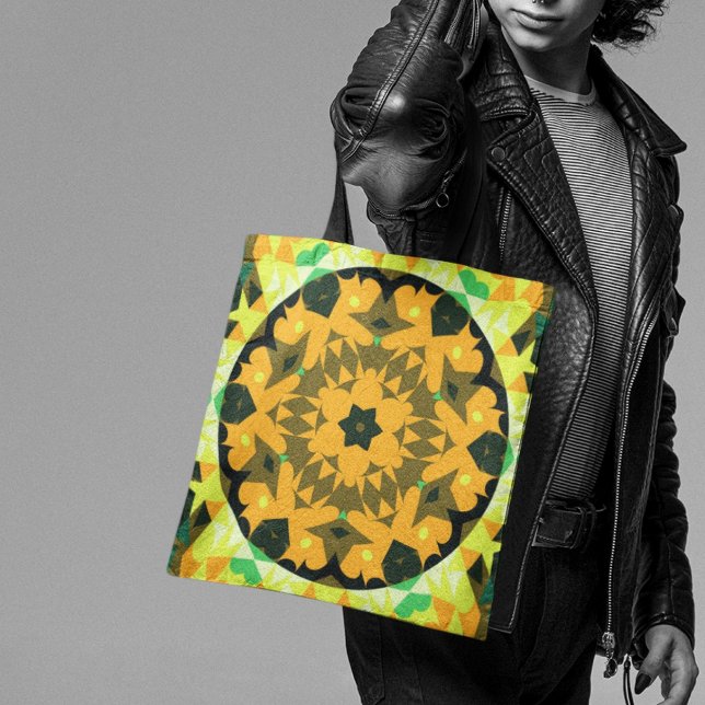Retro Mandala Blume Orange Gelb und Grün (Von Creator hochgeladen)