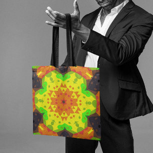 Retro Mandala Blume Orange Gelb und Grün