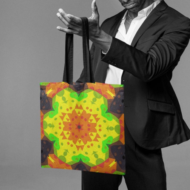 Retro Mandala Blume Orange Gelb und Grün (Von Creator hochgeladen)