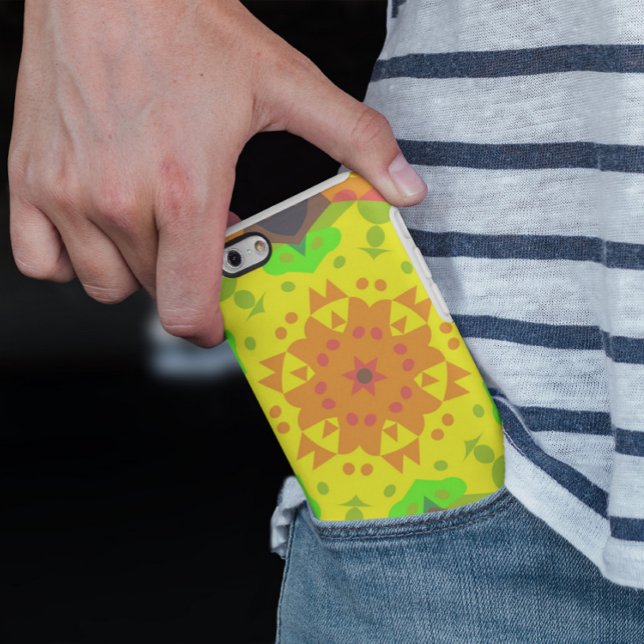 Retro Mandala Blume Orange Gelb und Grün Case-Mate iPhone Hülle (Von Creator hochgeladen)