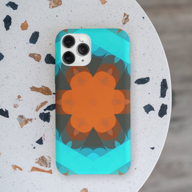 Retro Mandala Blume Orange und Blue Case-Mate iPhone Hülle (Von Creator hochgeladen)