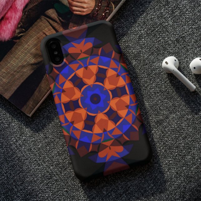 Retro Mandala Blume Orange und Blue Case-Mate iPhone Hülle (Von Creator hochgeladen)