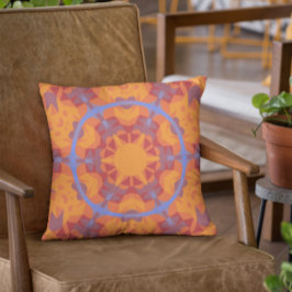 Retro Mandala Blume Orange und Blue Kissen