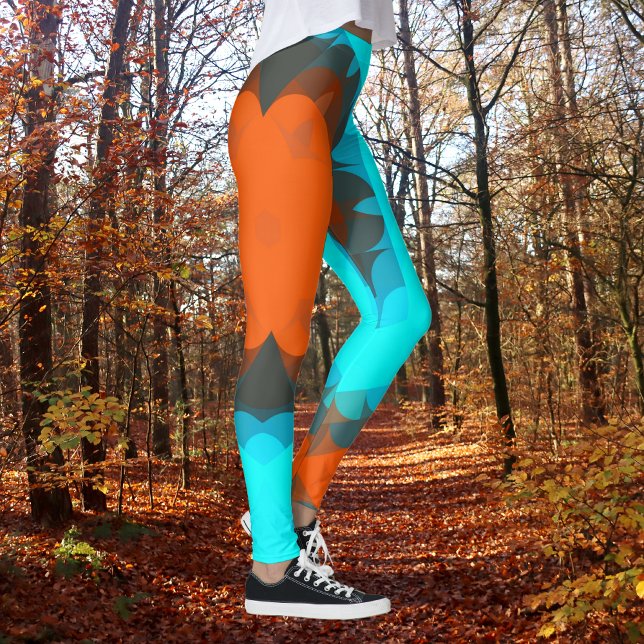 Retro Mandala Blume Orange und Blue Leggings (Von Creator hochgeladen)