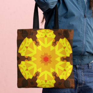 Retro Mandala Blume Orange und Gelb