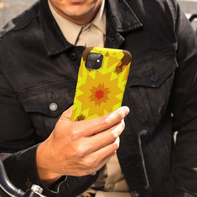 Retro Mandala Blume Orange und Gelb Case-Mate iPhone Hülle (Von Creator hochgeladen)