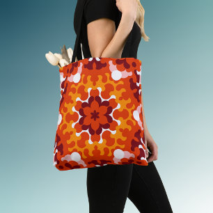 Retro Mandala Blume Orange White und Gelb