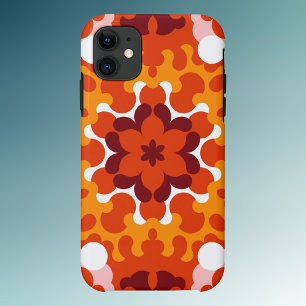 Retro Mandala Blume Orange White und Gelb Case-Mate iPhone Hülle