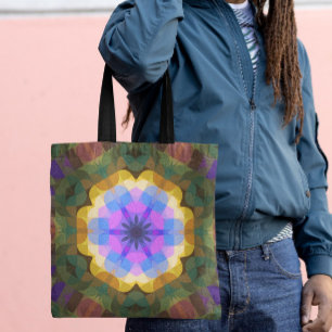 Retro Mandala Blume Rosa Blau und Gelb