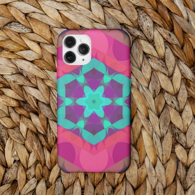 Retro Mandala Blume Rosa Blau und Lila Case-Mate iPhone Hülle (Von Creator hochgeladen)