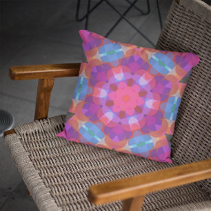 Retro Mandala Blume Rosa Blau und Lila Kissen