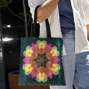 Retro Mandala Blume Rosa Gelb und Grün