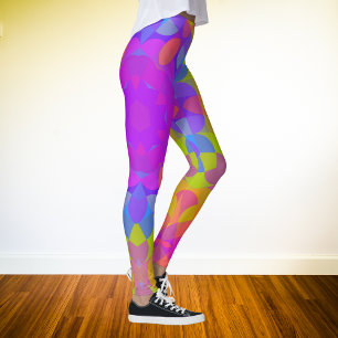 Retro Mandala Blume Rosa Grün und Blau Leggings