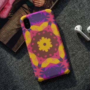 Retro-Mandala-Blume Rosa Lila und Gelb Case-Mate iPhone Hülle