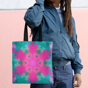 Retro Mandala Blume Rosa und Blau