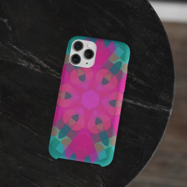 Retro Mandala Blume Rosa und Blau Case-Mate iPhone Hülle (Von Creator hochgeladen)