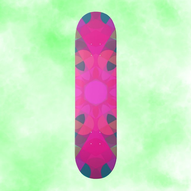 Retro Mandala Blume Rosa und Blau Skateboard (Von Creator hochgeladen)