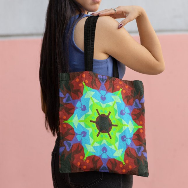 Retro Mandala Blume Rot Blau und Grün (Von Creator hochgeladen)