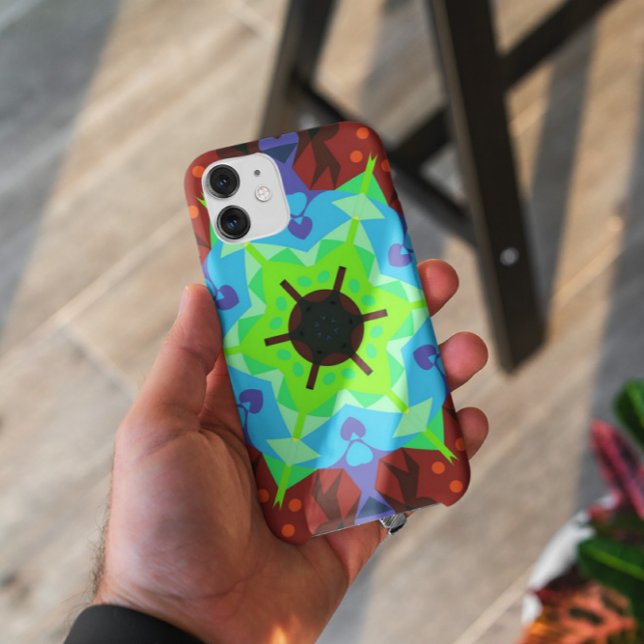 Retro Mandala Blume Rot Blau und Grün Case-Mate iPhone Hülle (Von Creator hochgeladen)