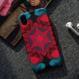 Retro Mandala Blume Rot und Blau Case-Mate iPhone Hülle
