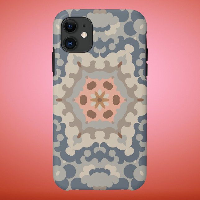 Retro Mandala Blume Tan Blue und Orange Case-Mate iPhone Hülle (Von Creator hochgeladen)